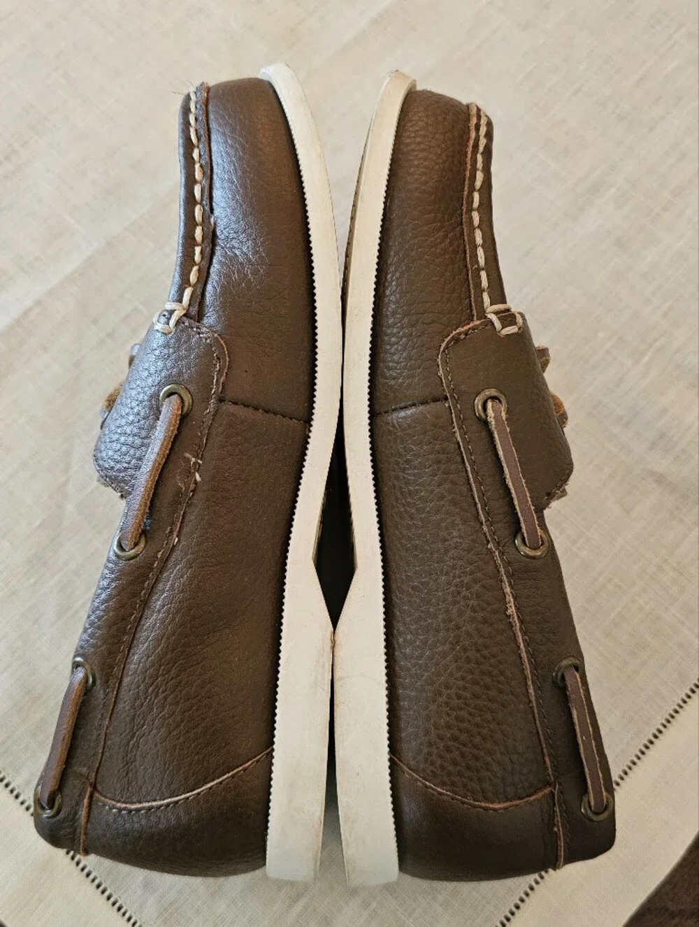 Janie and Jack Brown Leather Boat Shoes Sz 13